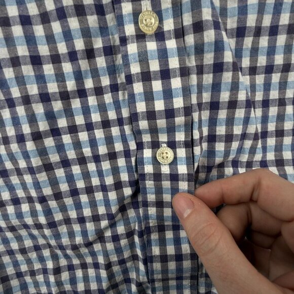 Viyella Short Sleeve Blue Purple Check Cotton Woven Medium Button Up Shirt Adult - Picture 12 of 14